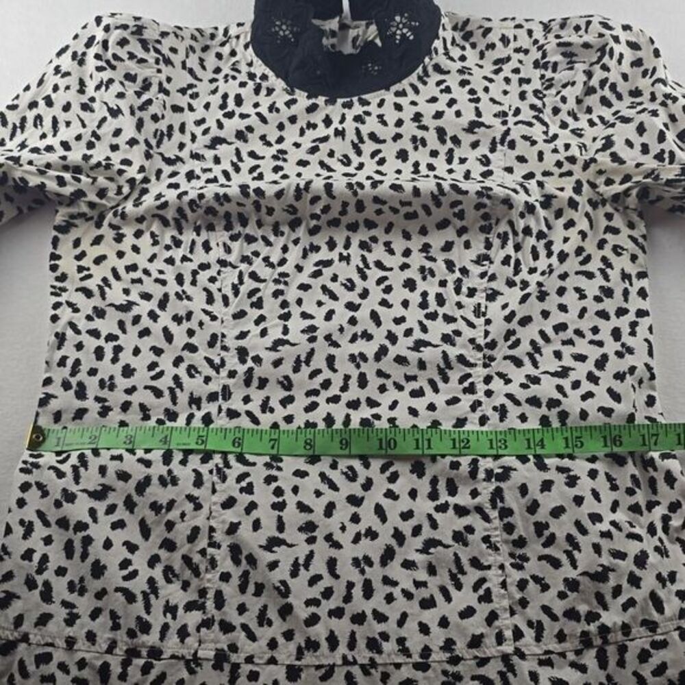 Rebecca Taylor La Voe Jaguar Print Dress in Sand White Black Eyelet Size Small - Picture 13 of 15